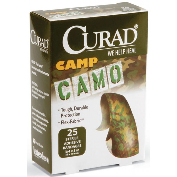CURAD Camo Fabric Adhesive Bandages,Green Camoflauge,No
