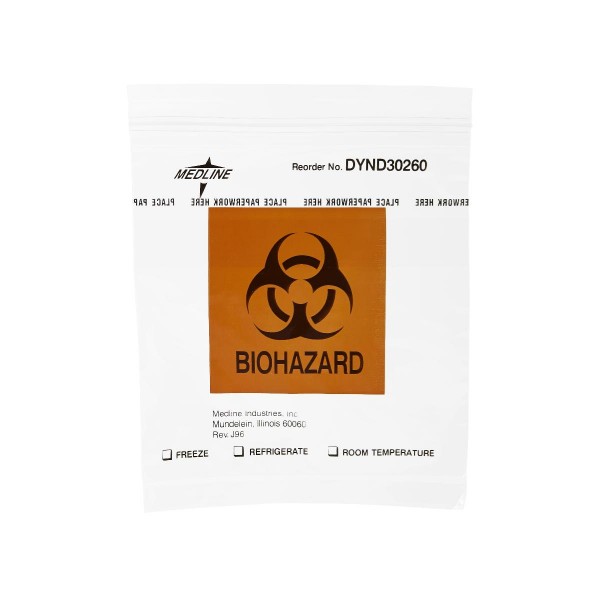 BAG,SPECIMEN,BIOHAZARD,ZIP STYLE,6X6