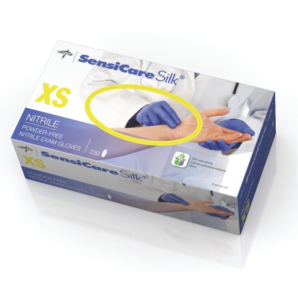 SensiCare Silk Nitrile Exam Gloves,Blue,X-Small