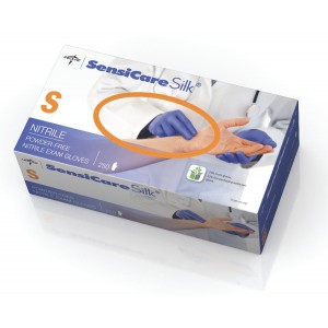 SensiCare Silk Nitrile Exam Gloves,Dark Blue,Small