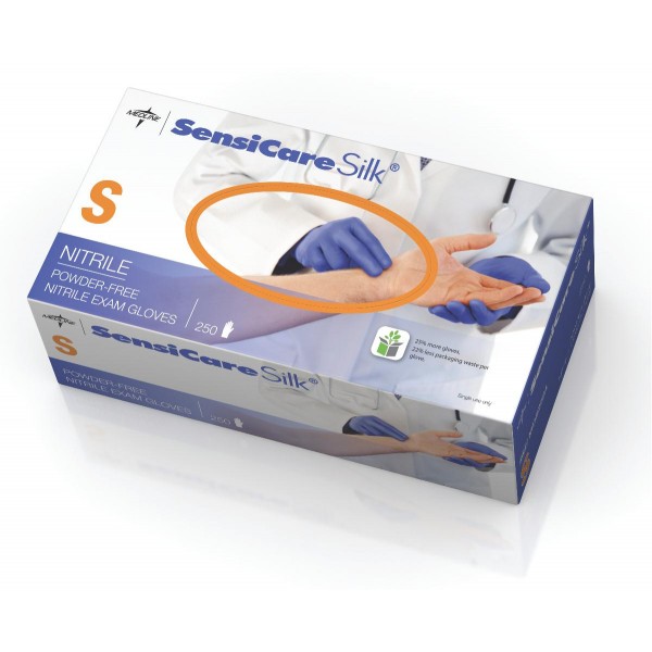 SensiCare Silk Nitrile Exam Gloves,Dark Blue,Small