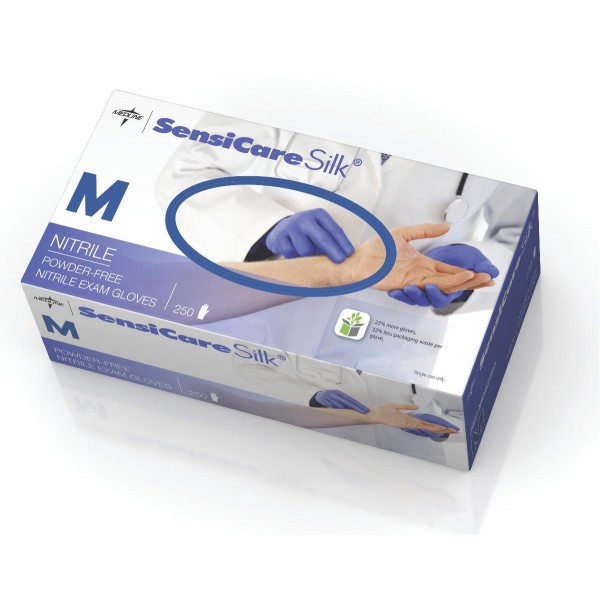 SensiCare Silk Nitrile Exam Gloves,Dark Blue,Medium