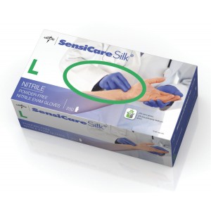 SensiCare Silk Nitrile Exam Gloves,Dark Blue,Large