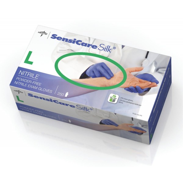 SensiCare Silk Nitrile Exam Gloves,Dark Blue,Large