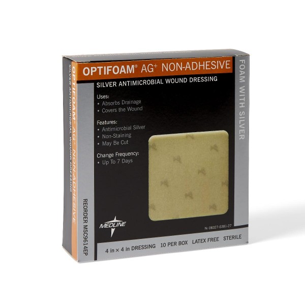 Optifoam Antimicrobial Non-Adhesive Dressings,4"X4"