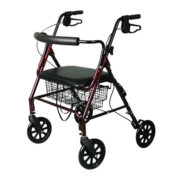 Standard Bariatric Heavy Duty Rollator,Burgundy,8"