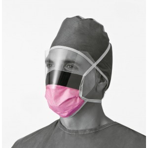 Fluid-Resistant Surgical Face Masks with Eyeshield,Purple